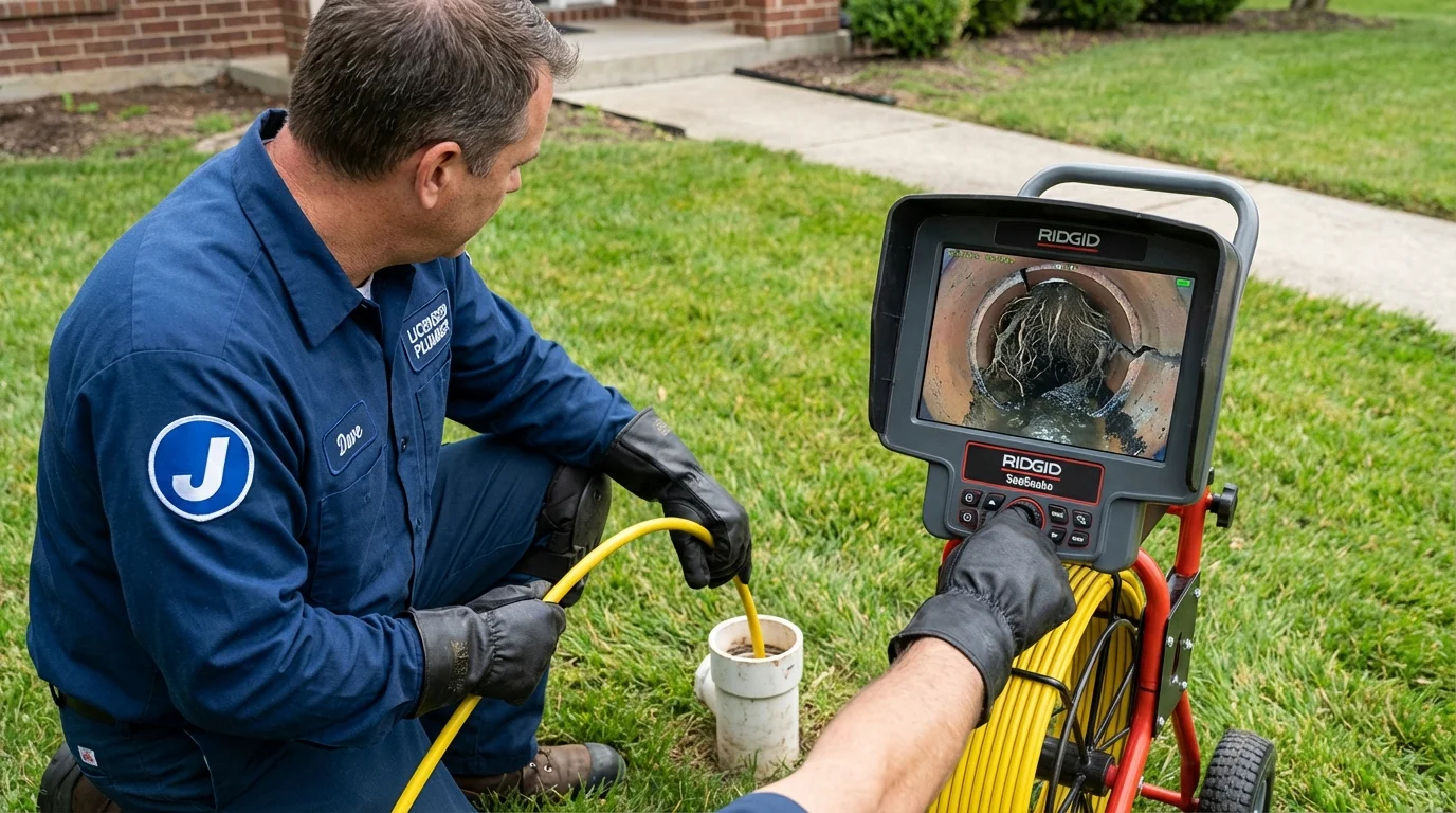 Sewer camera inspection being performed by Johns Plumbing LLC in Ellinwood